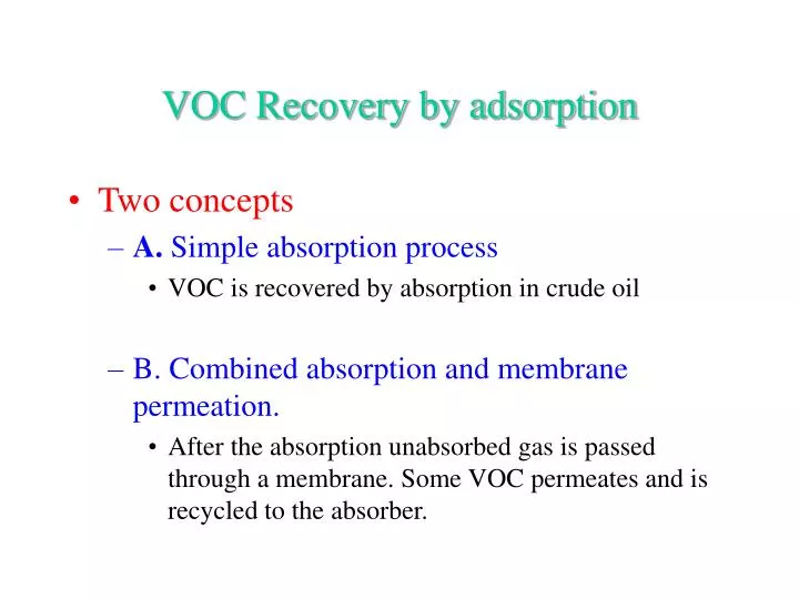 voc recovery by adsorption
