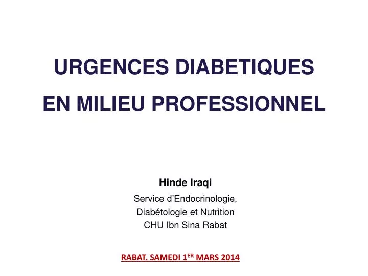 urgences diabetiques en milieu professionnel