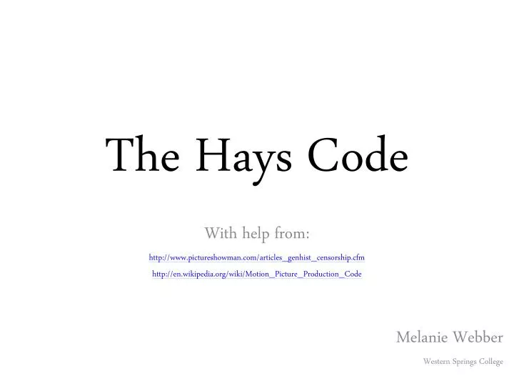 the hays code