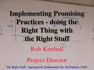 Implementing Promising Practices - doing the Right Thing with the Right Stuff