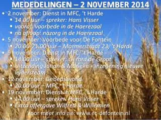 mededelingen 2 n0vember 2014