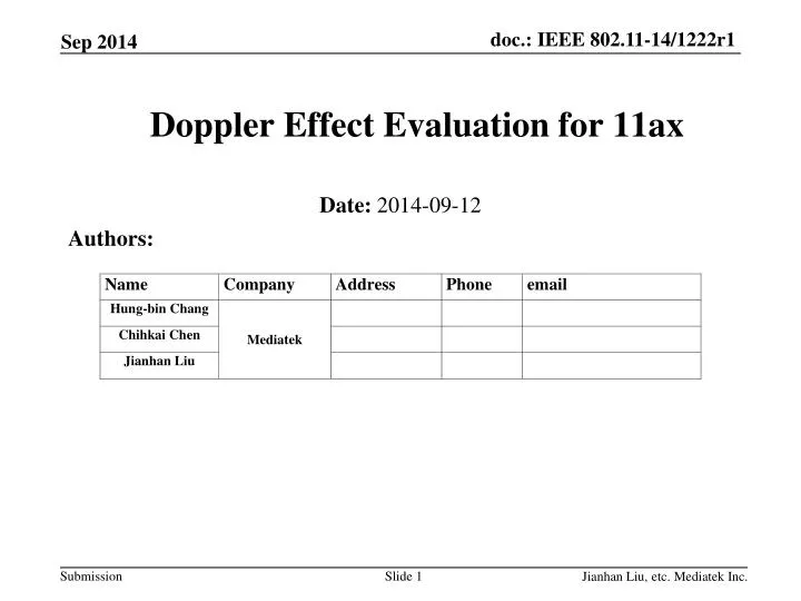 doppler effect evaluation for 11ax