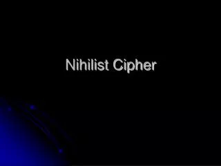 Nihilist Cipher