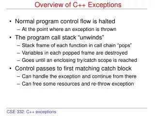 Overview of C++ Exceptions