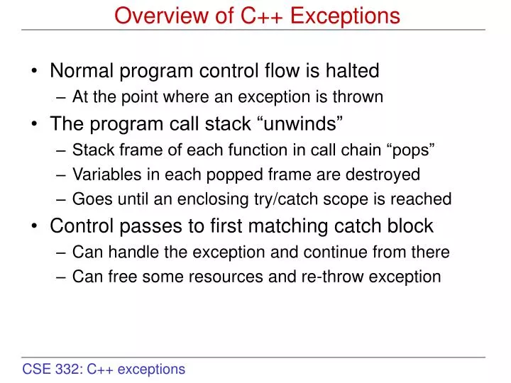 overview of c exceptions