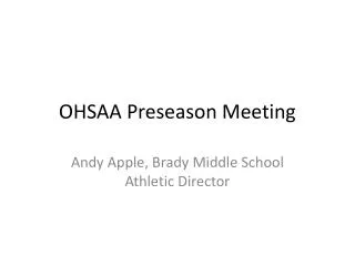 OHSAA Preseason Meeting