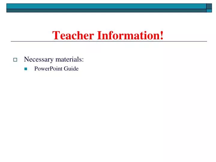 teacher information