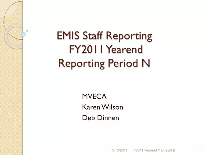 emis staff reporting fy2011 yearend reporting period n