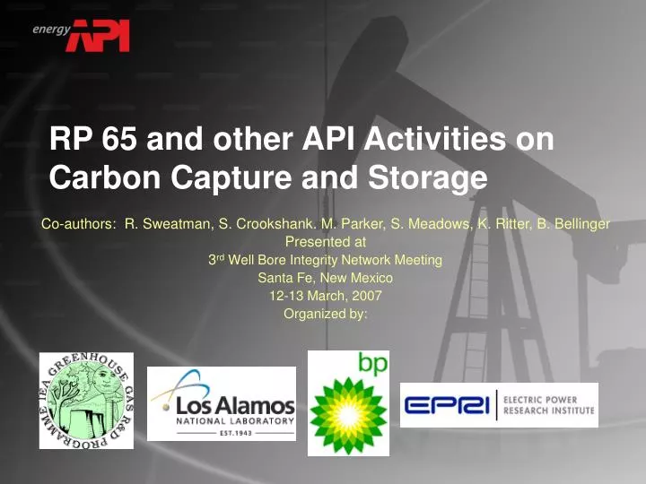 rp 65 and other api activities on carbon capture and storage
