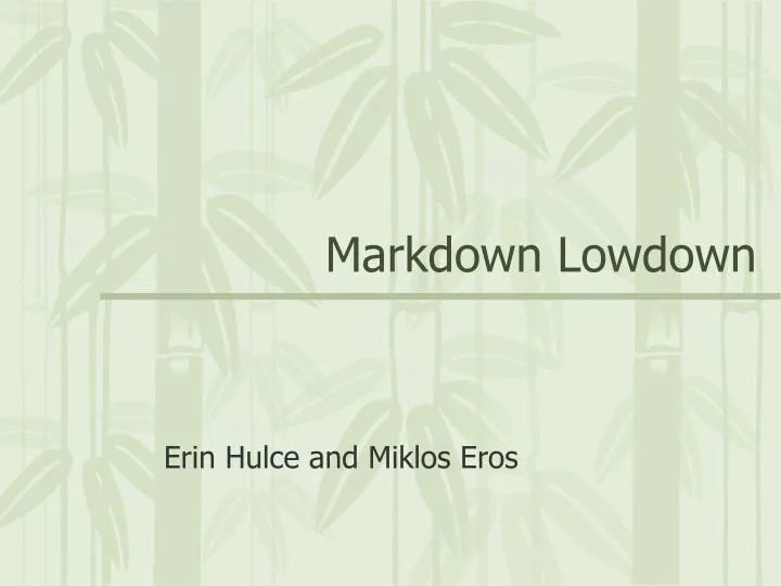 markdown lowdown