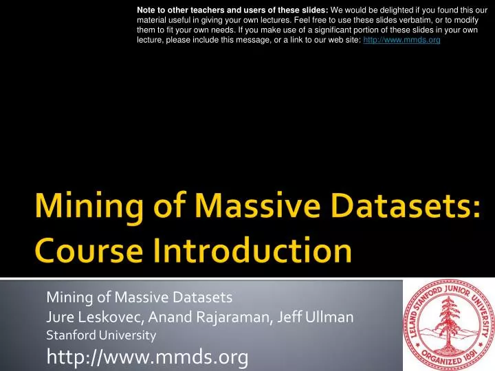 mining of massive datasets course introduction