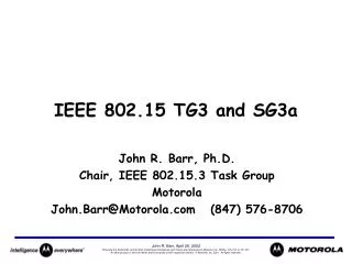 IEEE 802.15 TG3 and SG3a