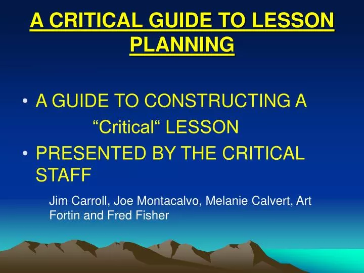 a critical guide to lesson planning