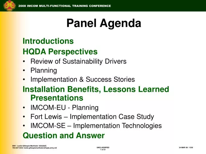panel agenda