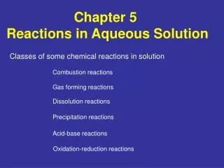 Chapter 5 Reactions in Aqueous Solution