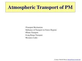 Atmospheric Transport of PM