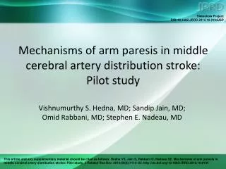Mechanisms of arm paresis in middle cerebral artery distribution stroke: Pilot study