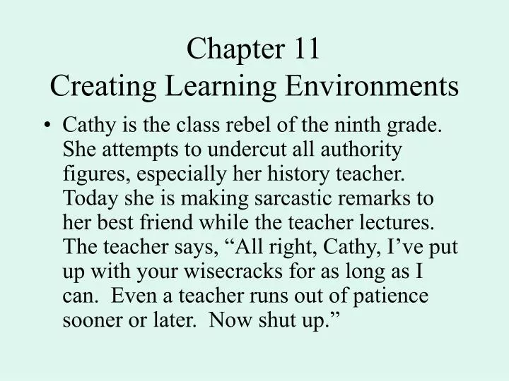 chapter 11 creating learning environments