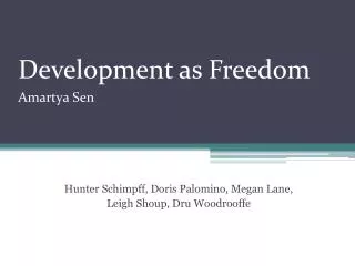 Development as Freedom Amartya Sen