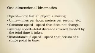 One dimensional kinematics