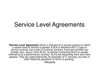 Service Level Agreements