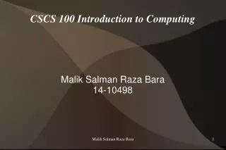 CSCS 100 Introduction to Computing