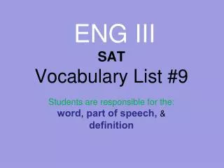 eng iii sat vocabulary list 9