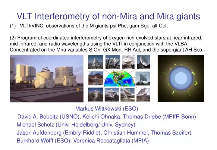 vlt interferometry of non mira and mira giants