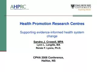 Health Promotion Research Centres Supporting evidence-informed health system change