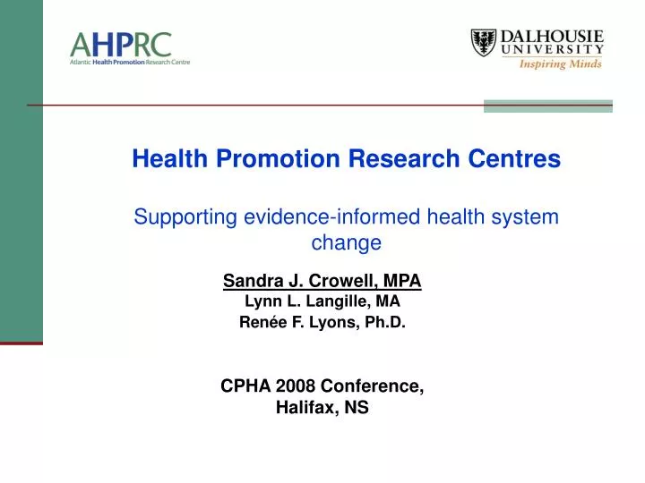 health promotion research centres supporting evidence informed health system change