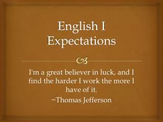 English I Expectations