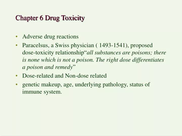 chapter 6 drug toxicity
