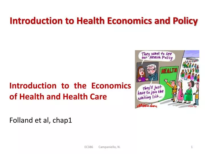introduction to health economics and policy