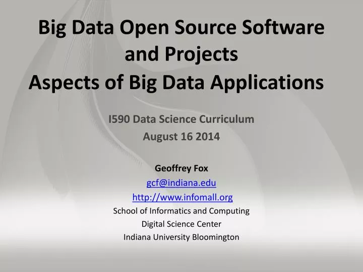 big data open source software and projects aspects of big data applications