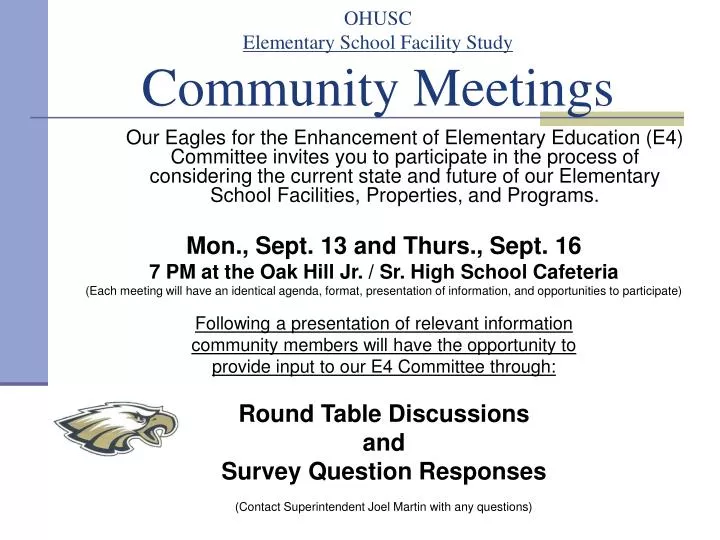 ohusc elementary school facility study community meetings