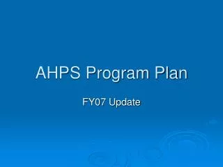 AHPS Program Plan