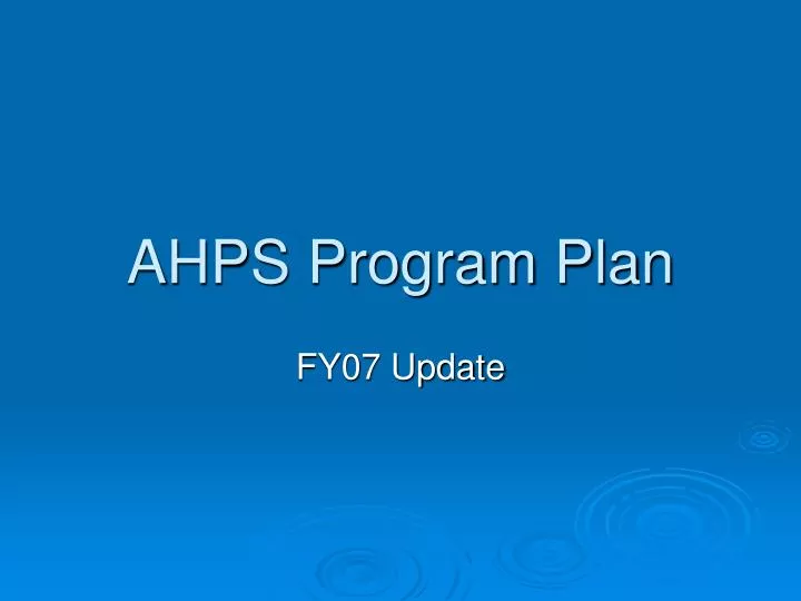 ahps program plan