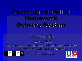 Choosing an Online Homework Delivery System