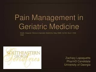 Pain Management in Geriatric Medicine