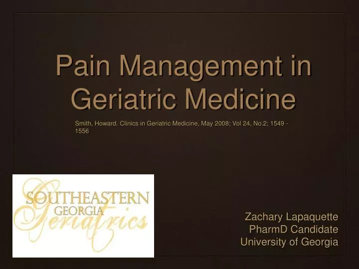 pain management in geriatric medicine