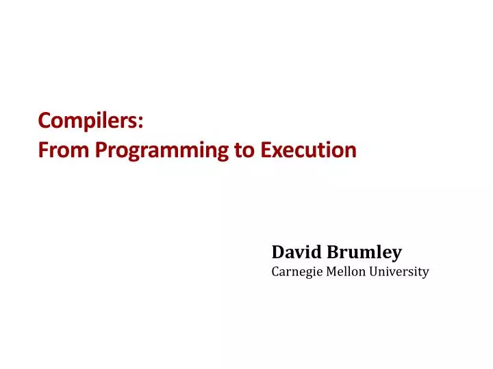 compilers from programming to execution