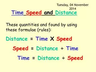 Time Speed and Distance