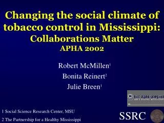 Changing the social climate of tobacco control in Mississippi: Collaborations Matter APHA 2002