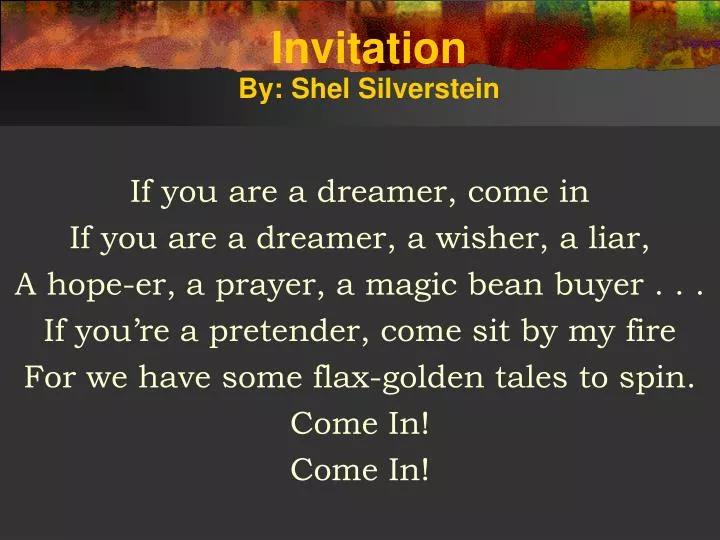 invitation by shel silverstein
