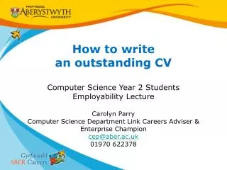 How to write an outstanding CV Computer Science Year 2 Students Employability Lecture