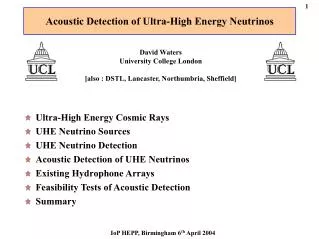 Acoustic Detection of Ultra-High Energy Neutrinos