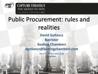 Public Procurement: rules and realities