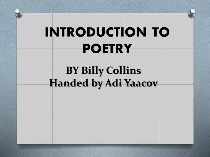 by billy collins handed by adi y aacov