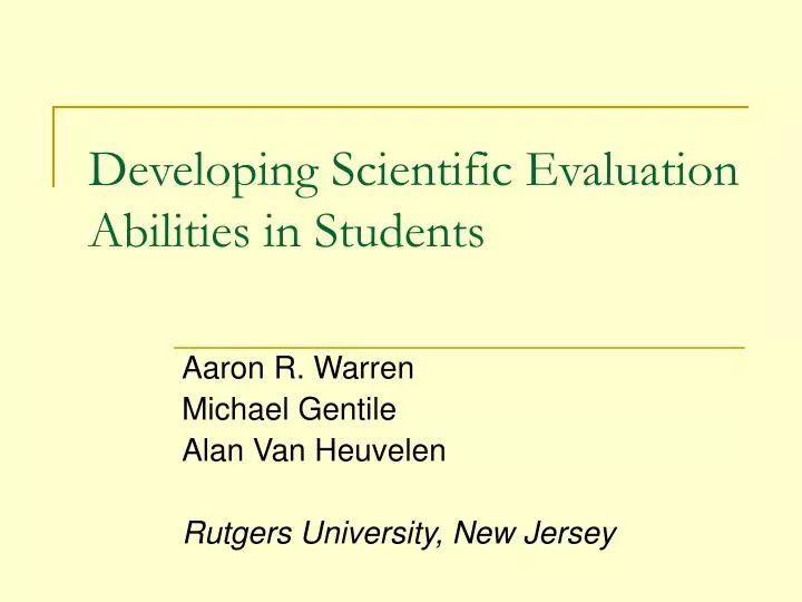 developing scientific evaluation abilities in students