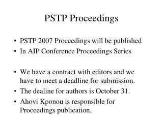 PSTP Proceedings